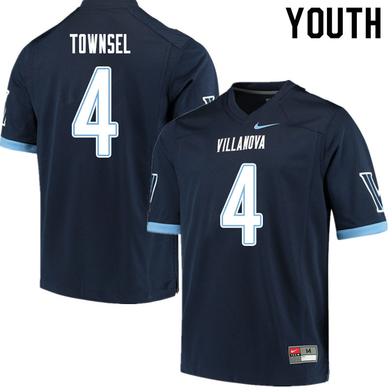 Youth #4 Qwahsin Townsel Villanova Wildcats College Football Jerseys Sale-Navy